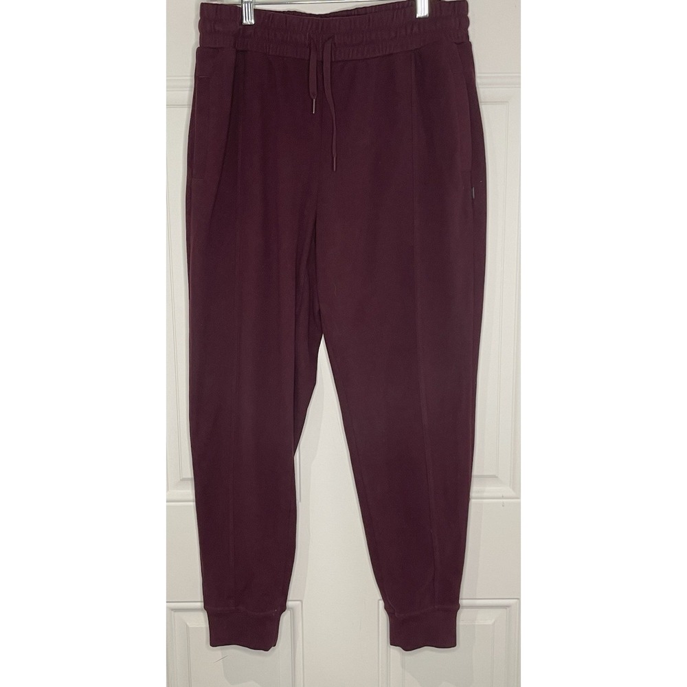 Mondetta Women's Medium Maroon Cozy Warm Fleece Joggers Burgundy Wine Pockets